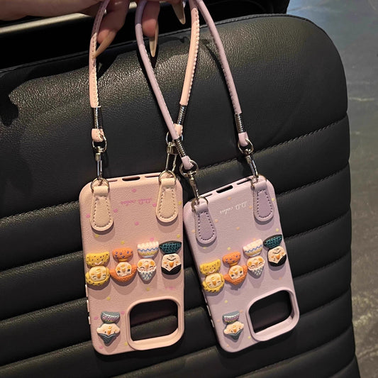 Dopamine Doll Leder Tragbare Handyhülle für iPhone
