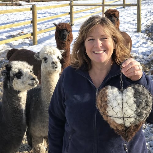 🕊️ Handmade Alpaca Fiber Bird Nesting Heart