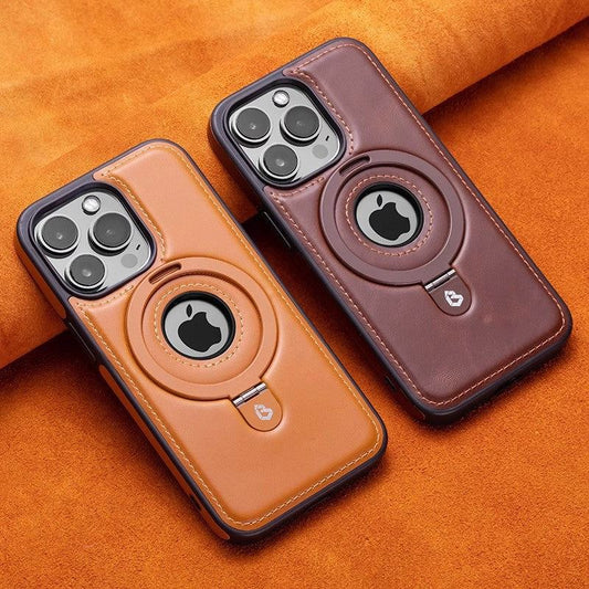 Klassische iPhone-Lederhülle mit Ständer und Magnetverschluss