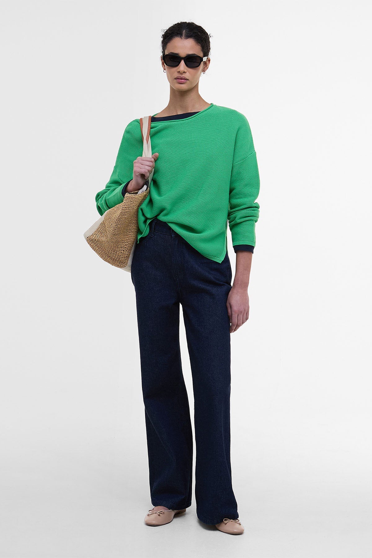 Marineblauer Pullover mit Rundhalsausschnitt