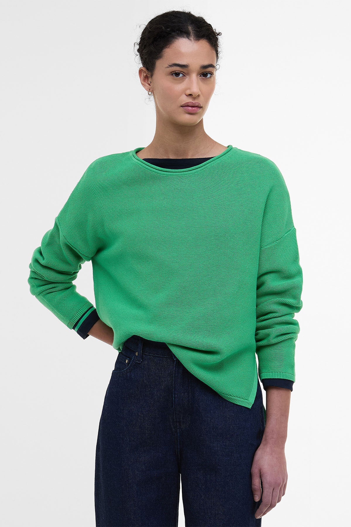 Marineblauer Pullover mit Rundhalsausschnitt
