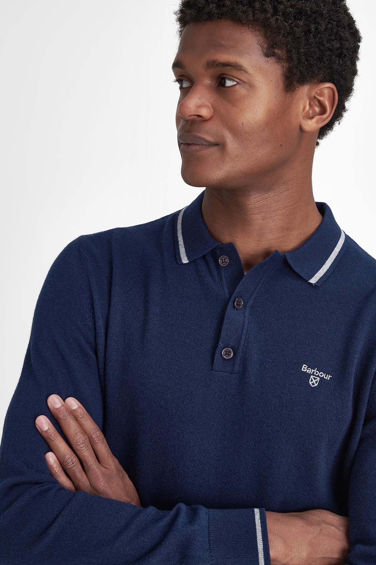 Nocton Strick-Langarm-Poloshirt