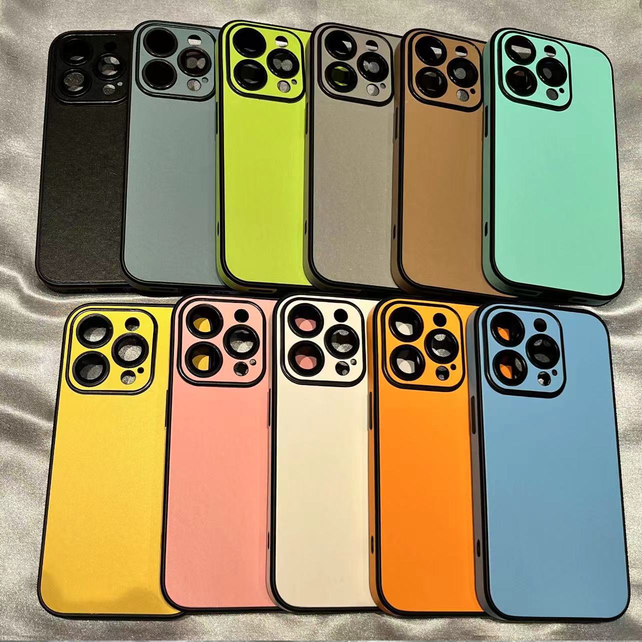 Simple Pure Pigment Leather iPhone Case
